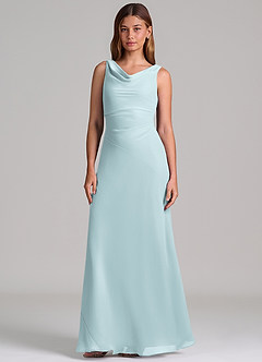 Azazie Nerine Brudtärnklänningar Klä av A-Linje i Chiffong Plisserad Dimma image4