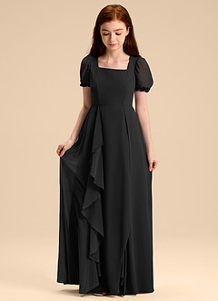 Azazie Priya Junior Robe Trapèze en Mousseline de soie Blouson Noir image5