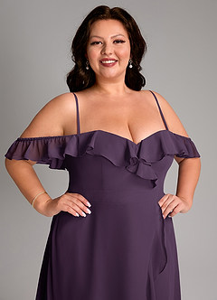 Azazie Lyra Bridesmaid Dresses Plum A-Line Chiffon Convertible Dress image17
