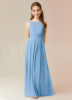 Azazie Bibiane Junior Powder Blue A-Line Pleated Chiffon Dress image1