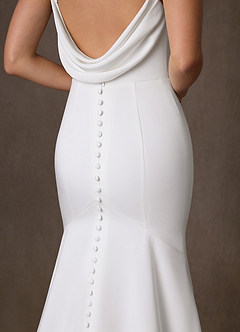 Azazie Farah Wedding Dresses Diamond White Mermaid Crepe Back Satin Dress image7