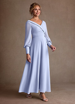 Azazie Paterson Kleider für die Brautmutter A-Linie Plissee Chiffon Kleid Eis image3