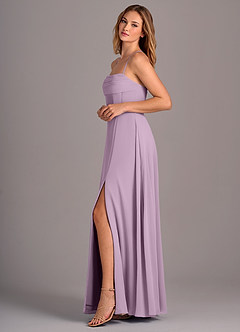 Azazie Carolyn Bridesmaid Dresses Wisteria A-Line Pleated Chiffon Dress image3