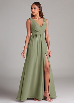 Azazie Tanicia Bridesmaid Dresses Pistachio A-Line Pleated Chiffon Dress image3