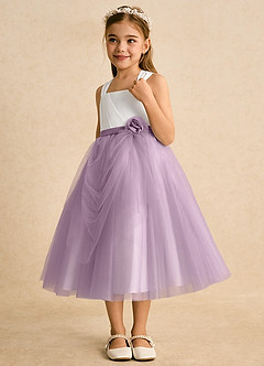 Azazie Bonny Flower Girl Dresses Ivory Wisteria Ball-Gown Pleated Tulle Dress image4