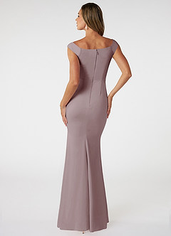 Azazie Nicolina Bridesmaid Dresses Vintage Mauve Mermaid Square Neckline Stretch Crepe Dress image2
