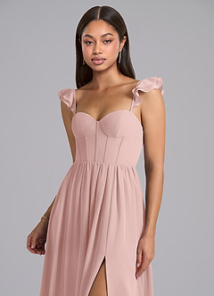 Azazie Denisse Suknie dla druhen Linia A Marszczony Szyfon Do ziemi Sukienka image6