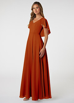 Azazie Jamie Bridesmaid Dresses Paprika A-Line Chiffon Dress image3