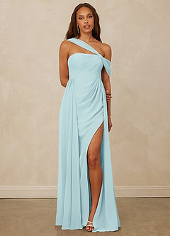 Christian Siriano Bridal for Azazie 1014 Bridesmaid Dresses Sea Glass A-Line Off the Shoulder Chiffon Dress image1