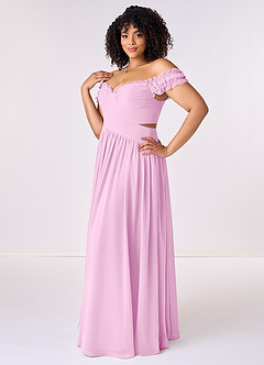 Barbie ♥ Azazie Bridesmaid Dresses Candy Pink A-Line Off the Shoulder Chiffon Convertible Dress image10