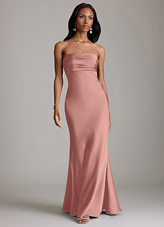 Azazie Saylor Brudtärnklänningar Klä av Sjöjungfru i Stretch Satin Axelbandslös Rosett image2