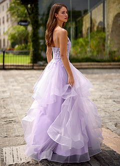 Spitze Púrpura Vestido de fiesta de encaje transparente image5