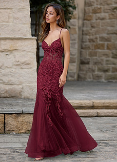 Dentelle Burgundy Mermaid Prom Dress image6