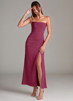 Azazie Leonis Bridesmaid Dresses Mulberry Mermaid Strapless Chiffon Convertible Dress image1
