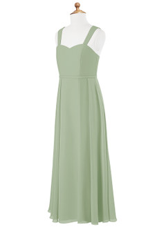 Azazie Simoan Junior A-Linie Herzausschnitt Chiffon Kleid Staubiger Salbeigrün image6