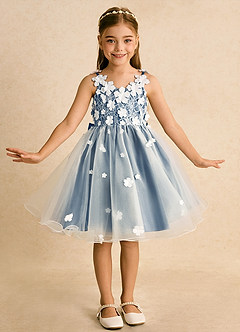 Azazie Junebug Flower Girl Dresses Ivory Twilight Ball-Gown Lace Tulle Dress image3