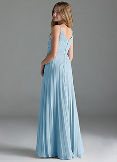 Azazie Raychelle Junior Sky Blue A-Line Pleated Chiffon Dress image5