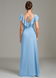 Azazie Kimmy Bridesmaid Dresses Powder Blue A-Line Ruched Chiffon Dress image4