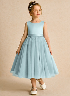 Azazie Pear Flower Girl Dresses Mist Ball-Gown Bow Tulle Dress image4