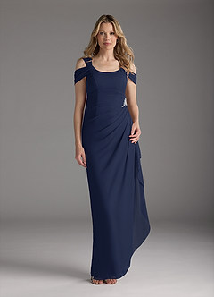 Azazie Weitzman Mother of the Bride Dresses Dark Navy Sheath Sequins Mesh Dress image3