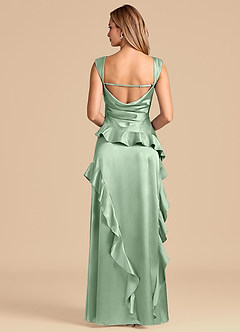 Azazie Sloane Abiti da Damigella Abito A-Line in Raso Metallizzato Scollo a Cuore Matcha image6