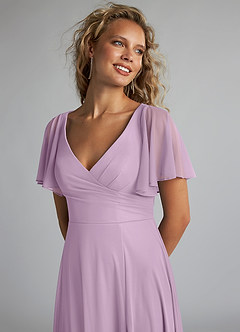 Azazie Induh Bridesmaid Dresses Wisteria A-Line Flutter V-neck Mesh Dress image5