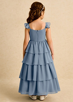 Azazie Boba Blumenmädchenkleider A-Linie Rechteckiger Ausschnitt Chiffon Kleid Zwielichtviolett image2