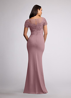 Azazie Susan Mère de la mariée Robes Robe Fourreau en Crêpe Élastique Dentelle Rose Poussiéreuse image4