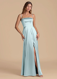 Azazie Wren 신부 들러리 드레스 A라인 스트랩리스 메탈릭 새틴 바닥 길이 드레스 image5