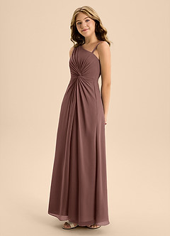 Azazie Brooke Junior Espresso A-Line Side Slit Chiffon Dress image6