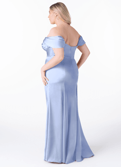 Azazie Amyra Bridesmaid Dresses Ice Sheath Off the Shoulder Stretch Satin Convertible Dress image12