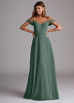 Azazie Marley Bridesmaid Dresses Sea Moss A-Line Off the Shoulder Chiffon Convertible Dress image4