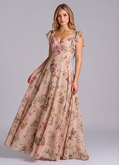Azazie Leilani Brautjungfernkleider A-Linie Plissee Chiffon Kleid Rosenblüten image1