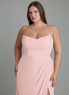 Azazie Johana Bridesmaid Dresses Powder Pink Mermaid Off the Shoulder Chiffon Convertible Dress image15