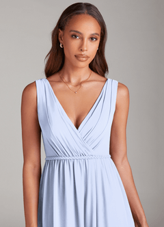 Azazie Tanicia Bridesmaid Dresses Ice A-Line Pleated Chiffon Dress image5