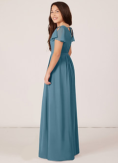 Azazie Peony Junior Robe Trapèze en Mousseline de soie Plissée Bermude image5