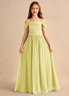 Azazie Shia Junior Formal Flower Girl Dresses Lemon Sorbet A-Line Off the Shoulder Chiffon Dress image5