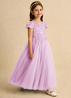 Azazie Puff Abiti da Ragazza di Fiori Abito Principessa in Tulle Pizzo Rosa Confetto image3