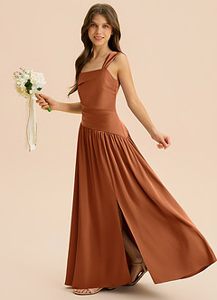 Azazie Dotty Junior Klä av A-Line i Stretch Satin Plisserad image5