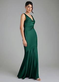 Azazie Monica Brautjungfernkleider Meerjungfrau-Linie Plissee Stretch-Satin Kleid Smaragd image7
