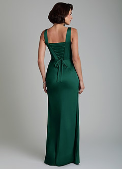 Azazie Amora Robes de demoiselle d'honneur Robe Sirène en Satin extensible Corset émeraude image2