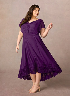 Azazie Palana Kleider für die Brautmutter A-Linie Spitze Chiffon Kleid Traube image8