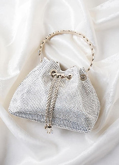 front Rhinestone Embellished Handle Bucket Bag