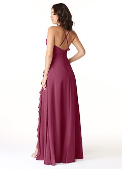 Azazie Tarni Bridesmaid Dresses Mulberry A-Line Chiffon Dress image2