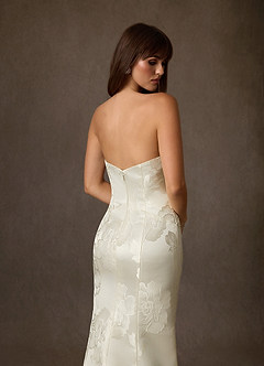 Azazie Nita Abiti da Sposa Abito Sirena in Jacquard Floreale Senza Cinturino Crema image12