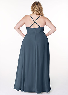 Azazie Naeem Abiti da Damigella Abito A-Line in Chiffon con Scollo a V e Volant Blu Nettuno image8
