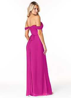 Azazie Joretta Robes de demoiselle d'honneur Robe Trapèze Convertible en Mousseline de soie Encolure en Forme de Cœur Fuchsia image5