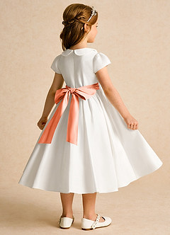 Azazie Deary Flower Girl Dresses Ivory Sunset A-Line Bow Cotton Dress image4