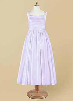 Azazie Cutie Pie Flower Girl Dresses A-Line Pleated Matte Satin Dress image7