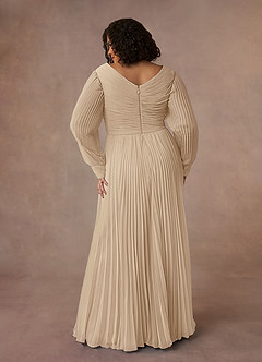 Azazie Zina Mother of the Bride Dresses Champagne A-Line Pleated Chiffon Dress image2